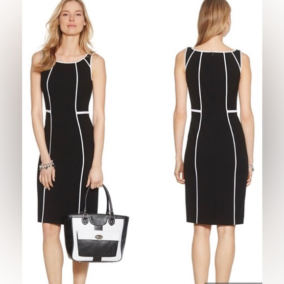 White House Black Market Dresses & Skirts - Black House White Market Black Sheath Dress with white piping